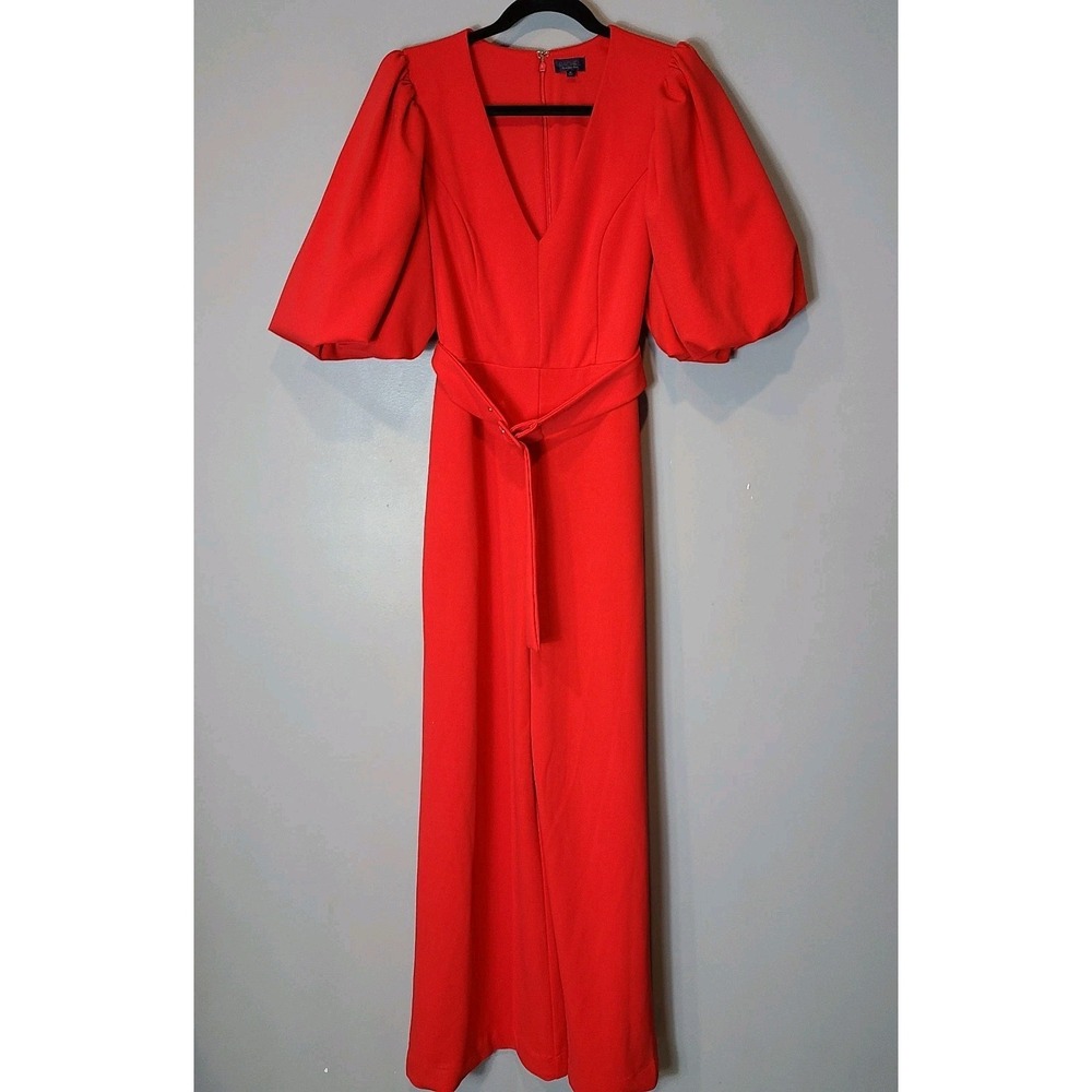 Rachel Rachel Roy Women Red Bubble Sleeve Jumpsuit Size M Holiday Wedding Office